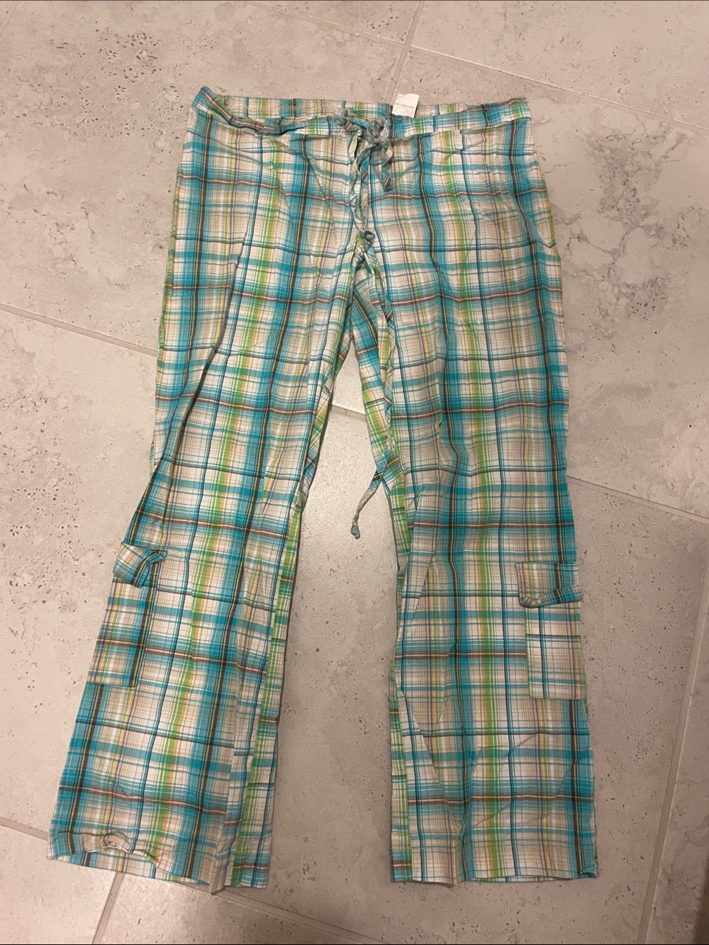 Charlotte Russe Teal and White Plaid Pants